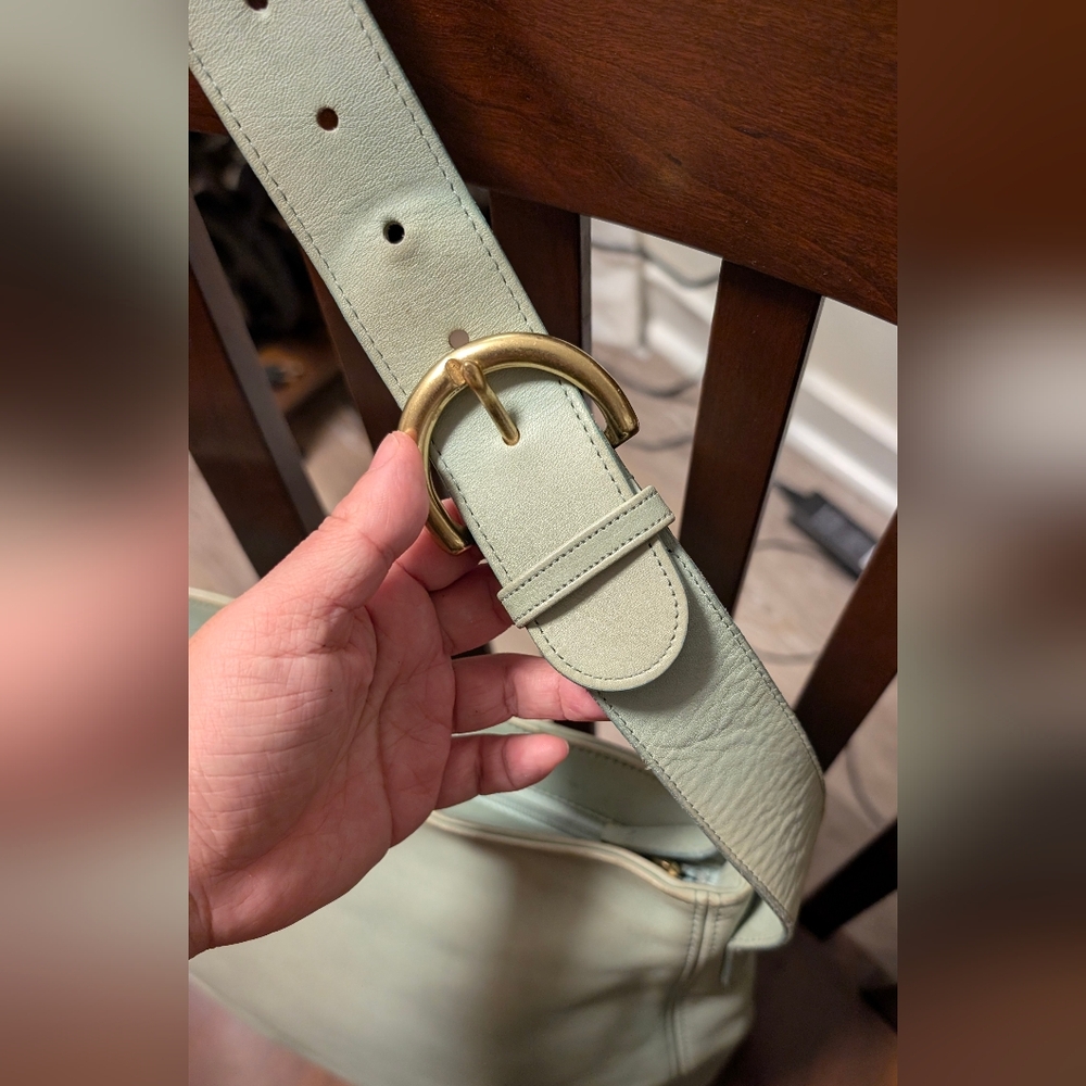 Vintage Coach leather soho zip boho shoulder bag aqua green M6H-4161,made in USA - Picture 4 of 16